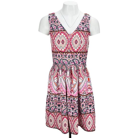 NWT VINCE CAMUTO Geo-Print Fit & Flare Dress Sz 2 - Picture 2 of 7
